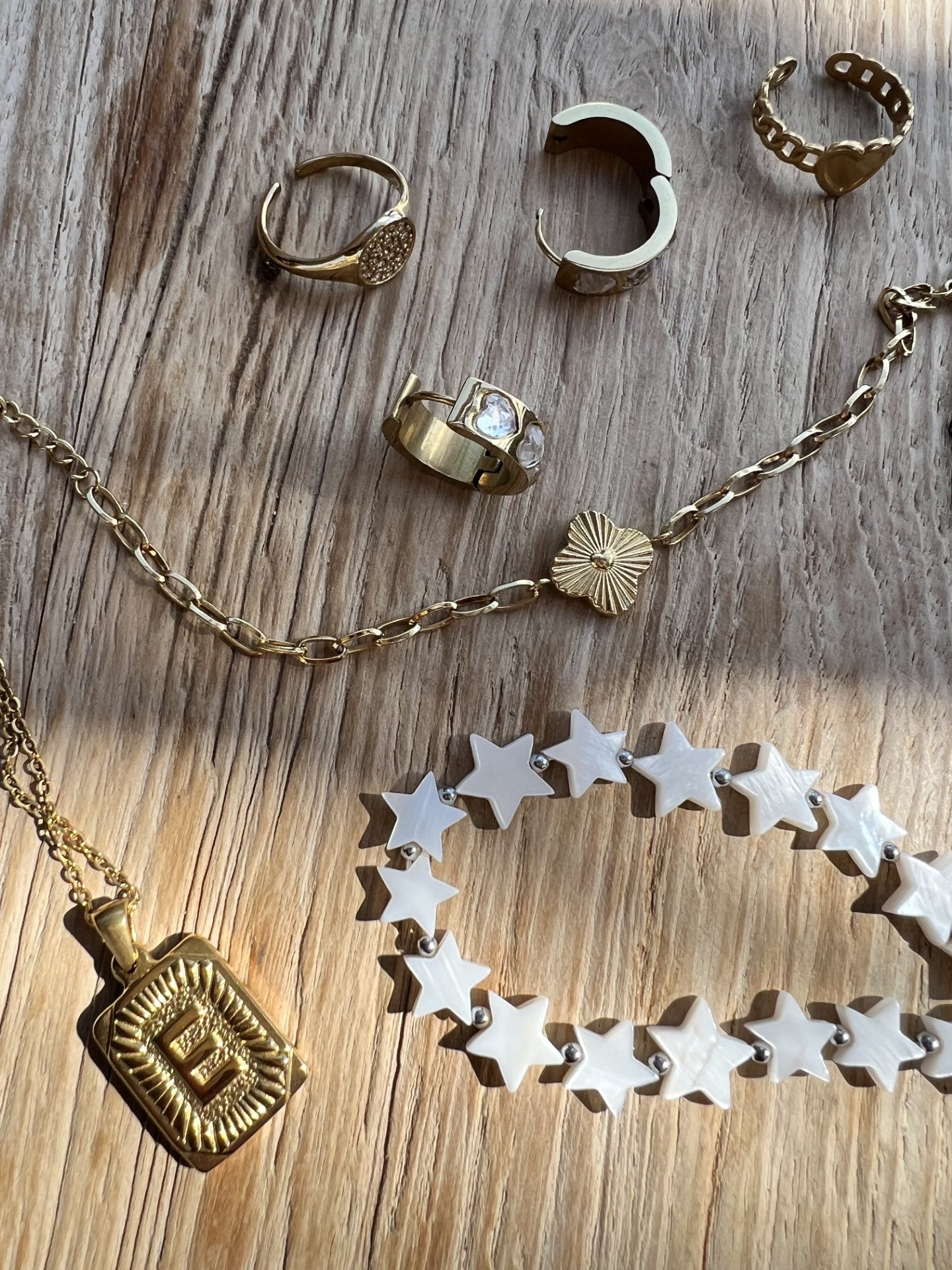 All Products letter necklace white star anklet heart rings heart zirconia earrings clover bracelet gold - Lavina