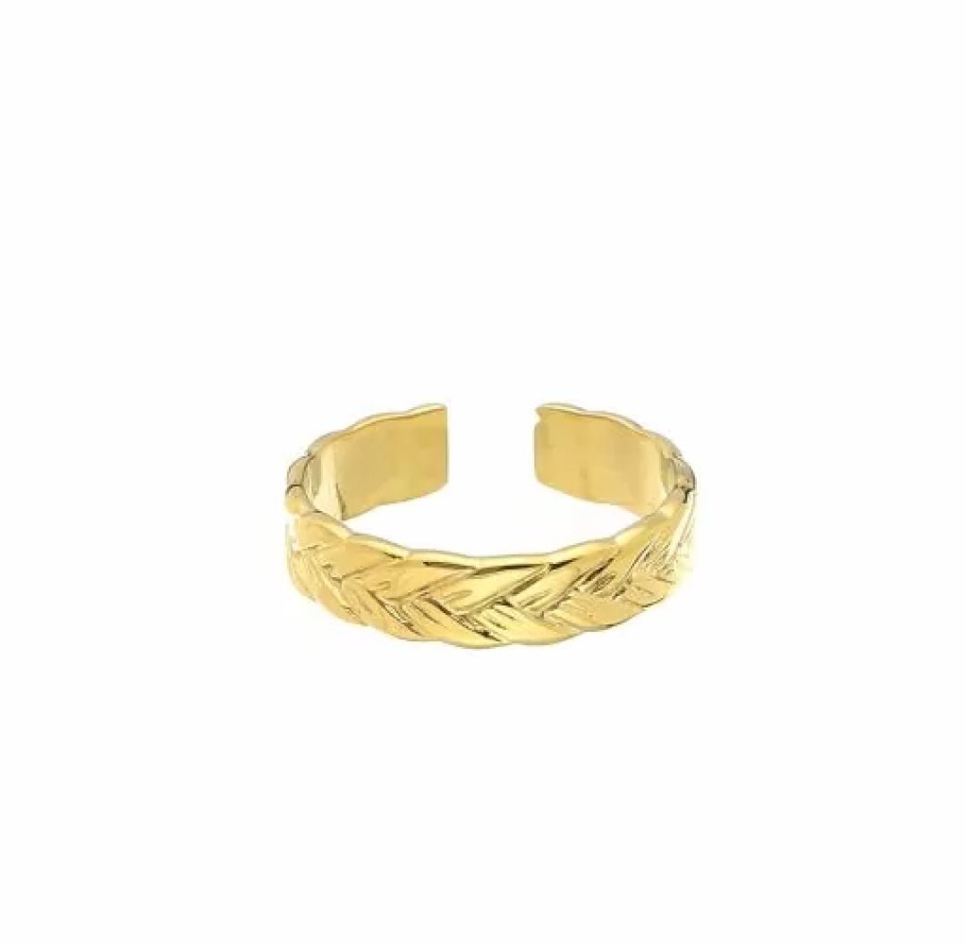 Gold Flat Wide Braid Ring - Lavina Jewelz
