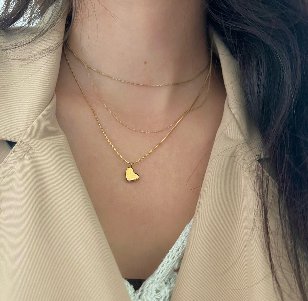 Classic gold heart necklace charm - Lavina Jewelz