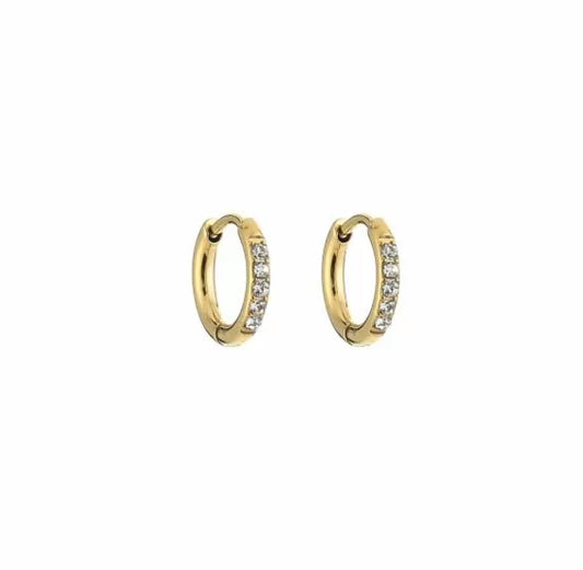 Small gold zirconia shiny hoop earrings - Lavina Jewelz