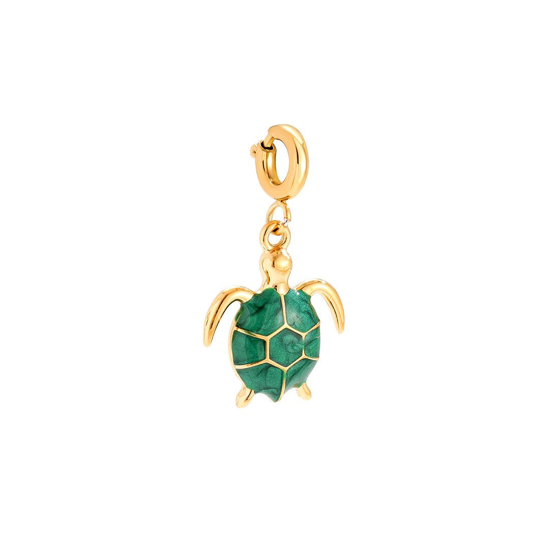 Green gold turtle charm necklace bracelet hanger pendant - Lavina Jewelz