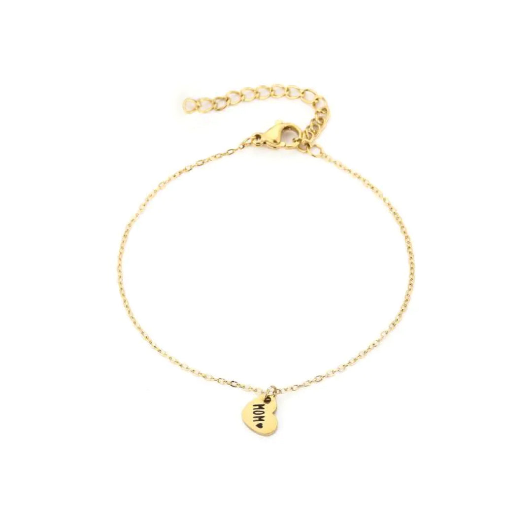 Gold heart mom bracelet - Lavina Jewelz