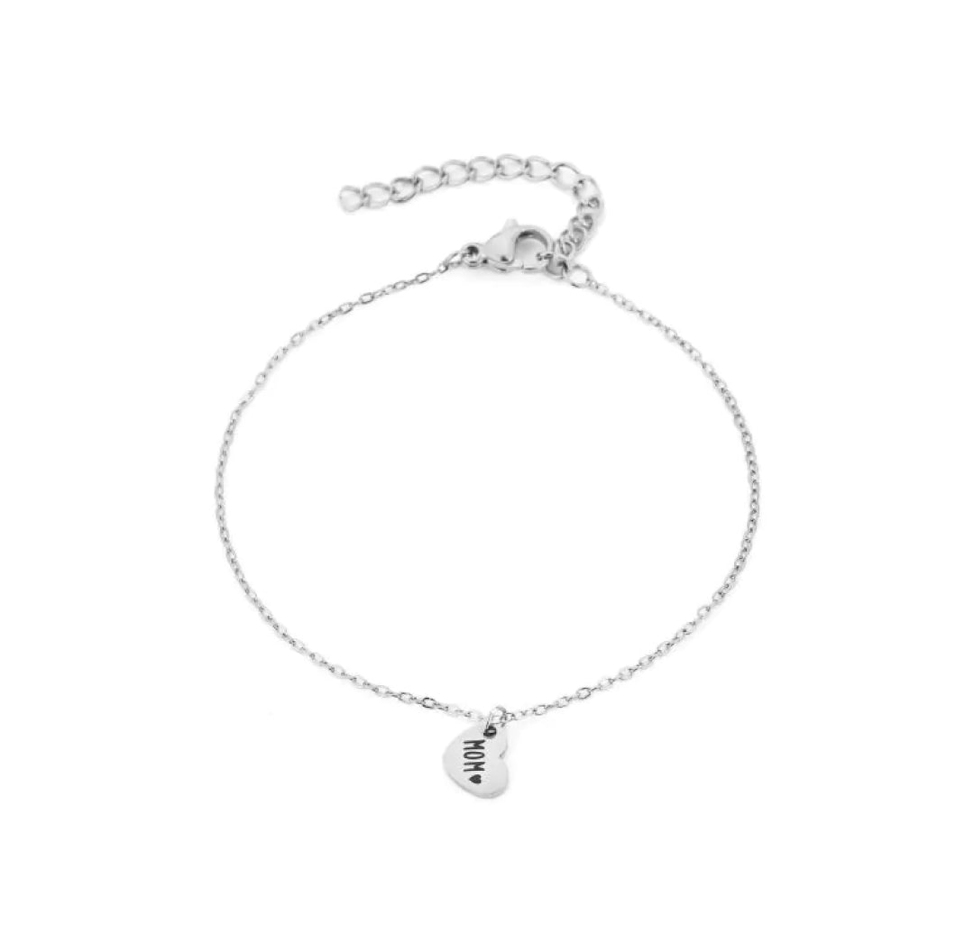 Silver heart mom bracelet - Lavina Jewelz