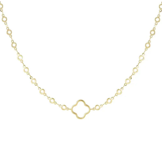 Gold Big Open 4 Leaf Clover Necklace - Lavina