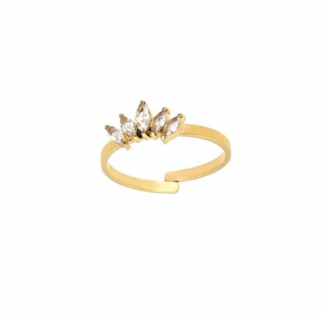 Zirconia 5 leaves ring gold - Lavina Jewelz