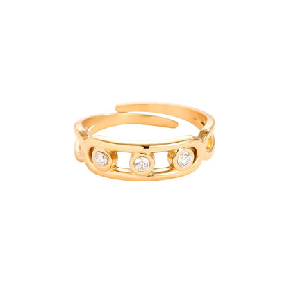 Gold fine ring with 3 round zirconia stones - Lavina Jewelz