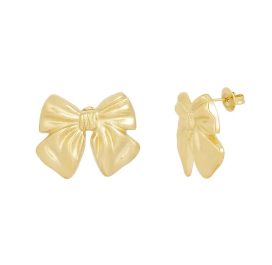 Big gold bow stud earrings - Lavina