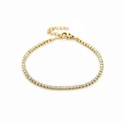 Gold tennis bracelet dainty thin with zirconia stones - Lavina