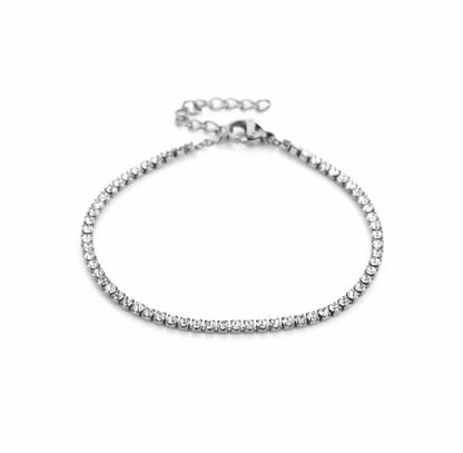 Silver tennis bracelet dainty thin with zirconia stones - Lavina