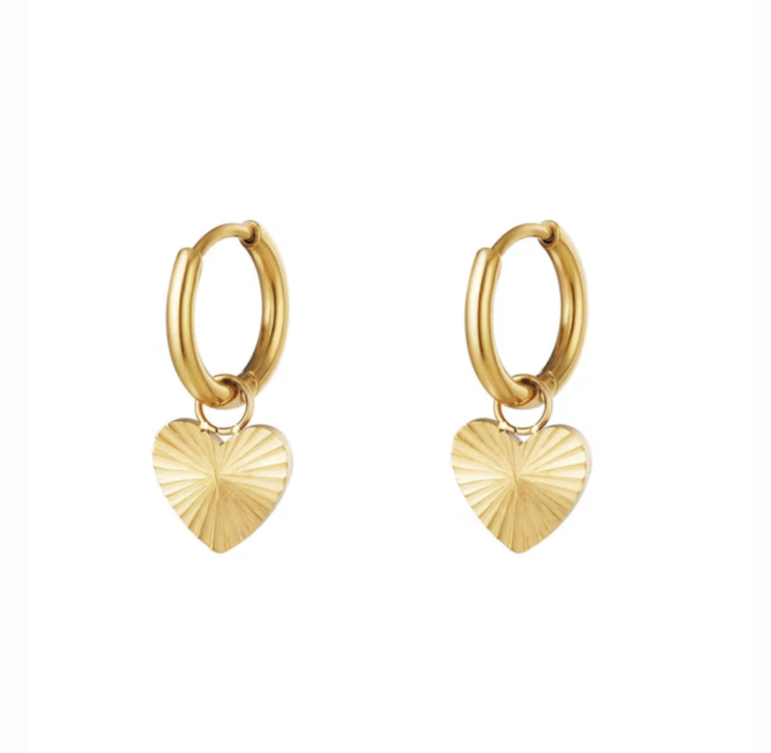 Gold dangling heart charm earrings - Lavina Jewelz