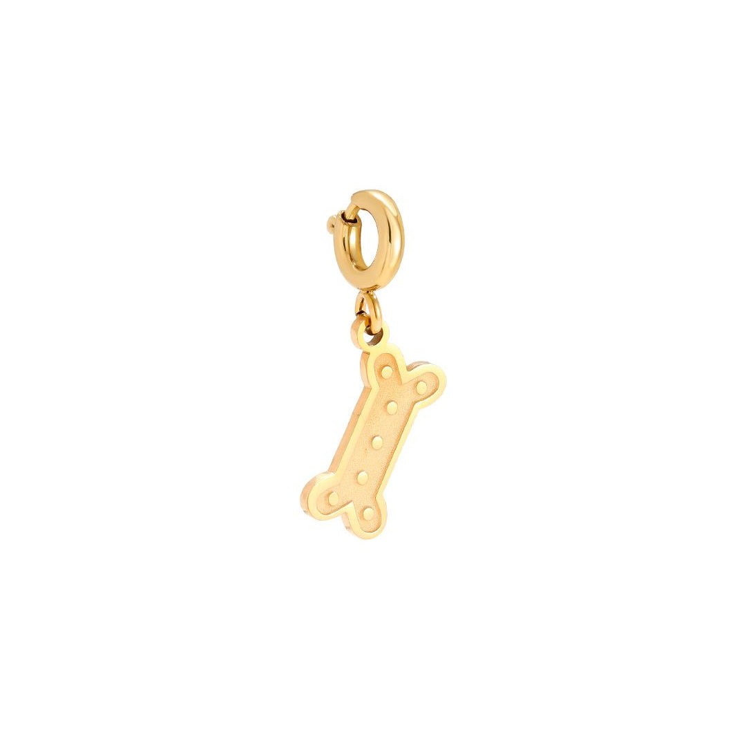 Gold dog bone charm necklace bracelet hanger pendant - Lavina Jewelz
