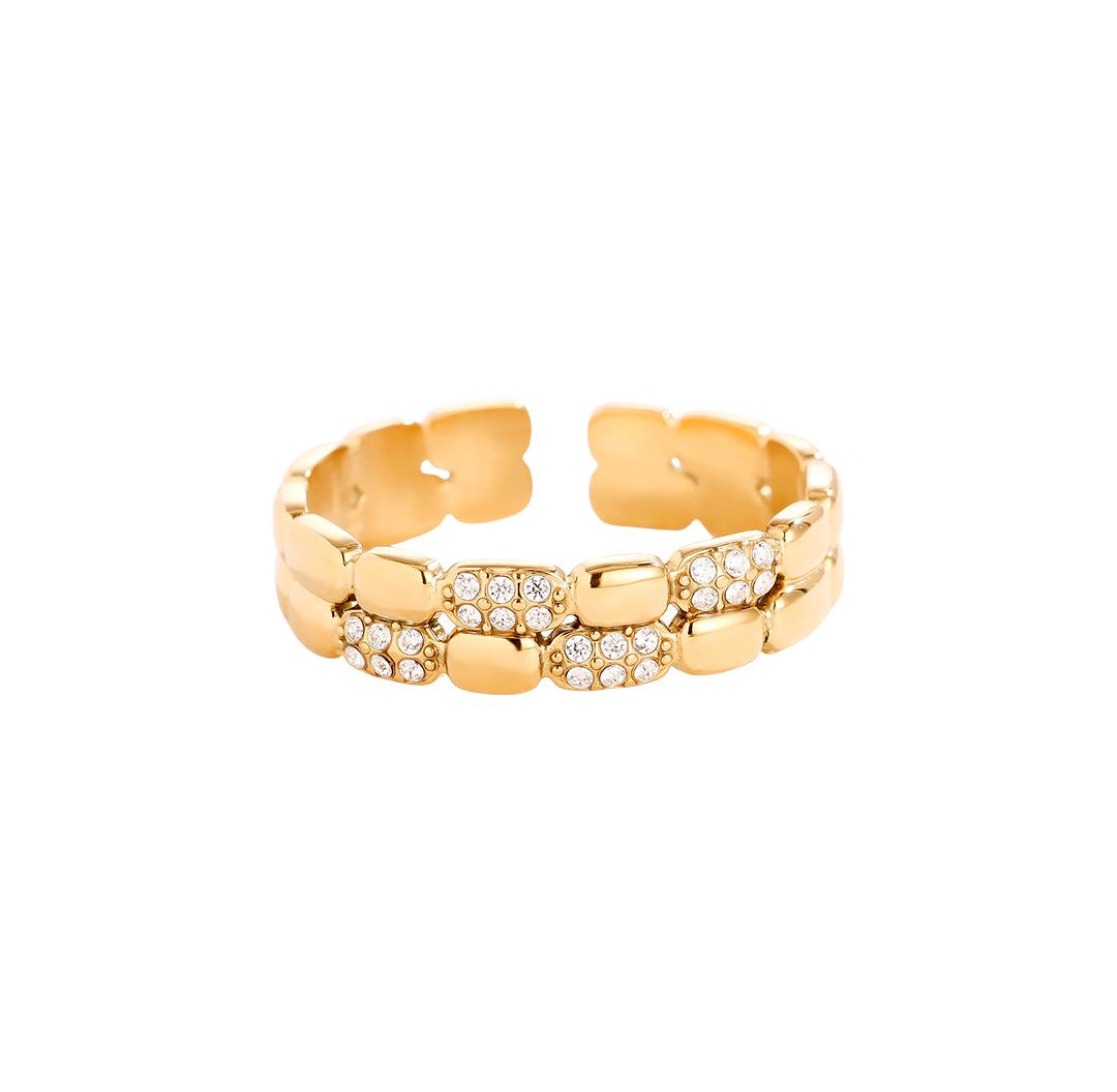 Fine double zirconia ring gold with zirconia stones - Lavina Jewelz