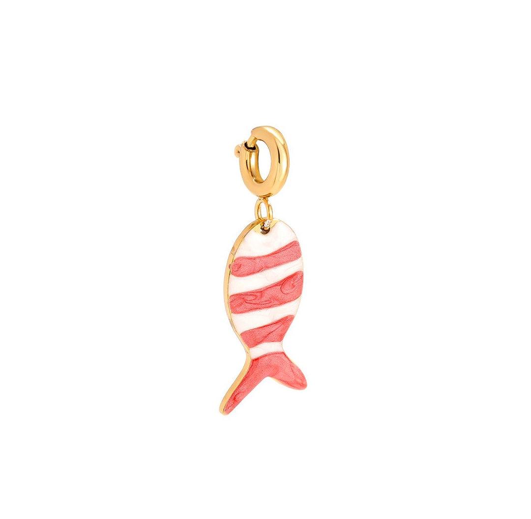 Salm pink white fish gold charm necklace bracelet hanger pendant - Lavina Jewelz