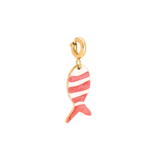 Salm pink white fish gold charm necklace bracelet hanger pendant - Lavina Jewelz