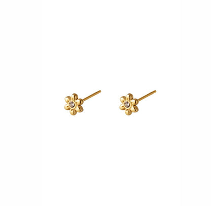 Gold flower zirconia studs - Lavina Jewelz