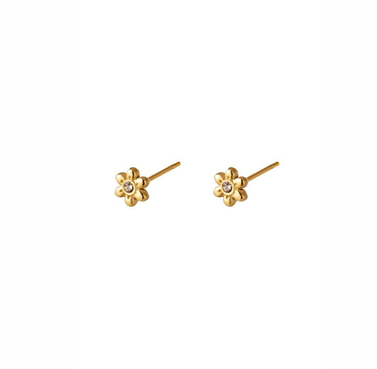 Gold flower zirconia studs - Lavina Jewelz