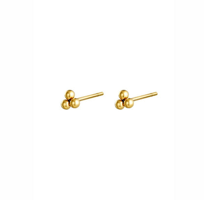 Earrings gold studs with three dots - Lavina Jewelz