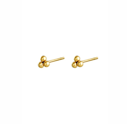 Earrings gold studs with three dots - Lavina Jewelz