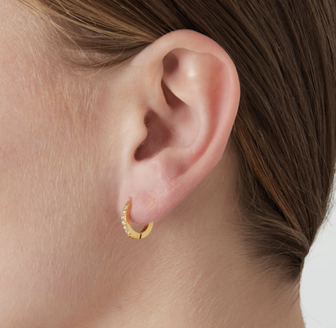 Zirconia gold hoop earrings - Lavina Jewelz