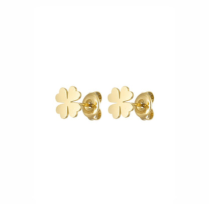 Gold lucky clover studs - Lavina Jewelz