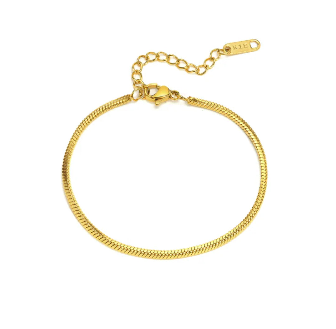 Gold thin rope chain bracelet 18K - Lavina