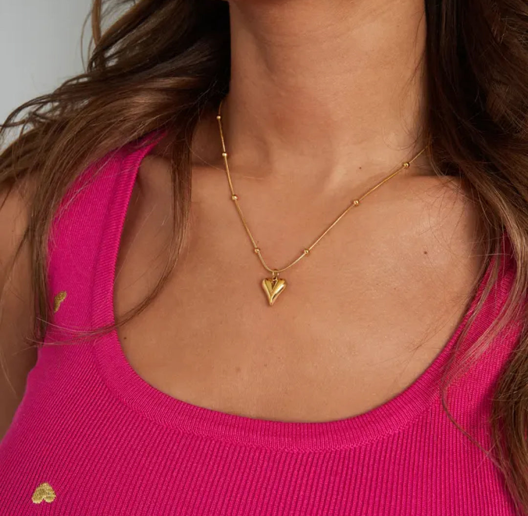 Gold sharp heart pendant charm necklace - Lavina