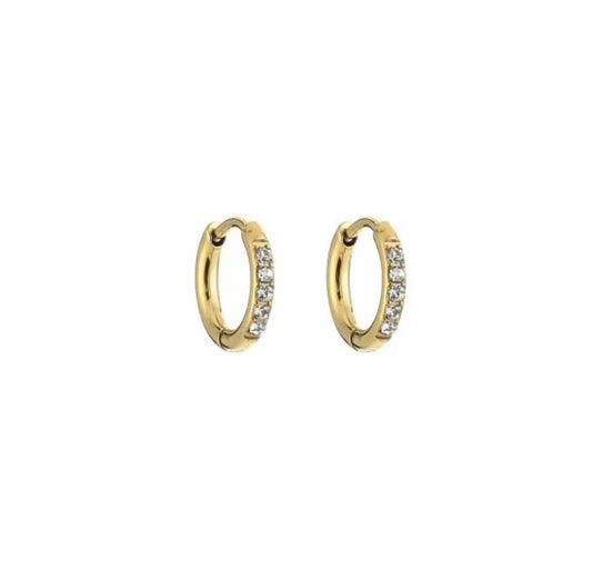 Small gold zirconia shiny hoop earrings - Lavina