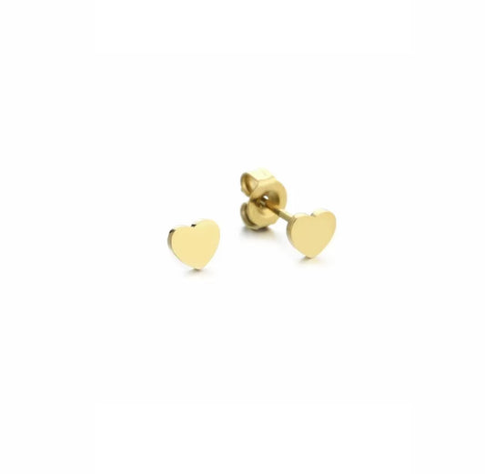 Gold small heart stud earrings - Lavina