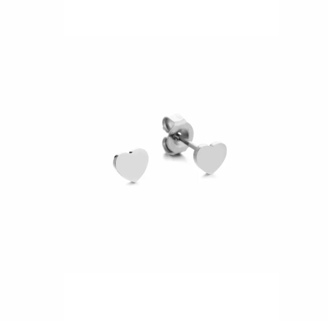 Silver small heart stud earrings - Lavina