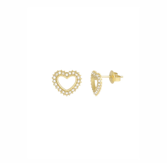 Gold zIrconia heart stud earrings - Lavina Jewelz