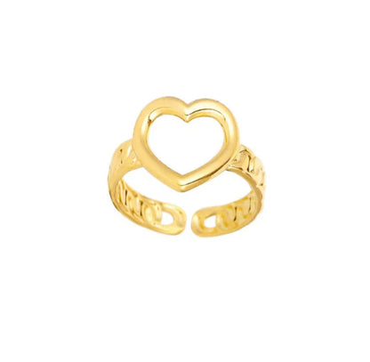 Gold Open Heart Charm Ring - Lavina