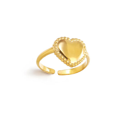 Gold Heart Charm Ring - Lavina