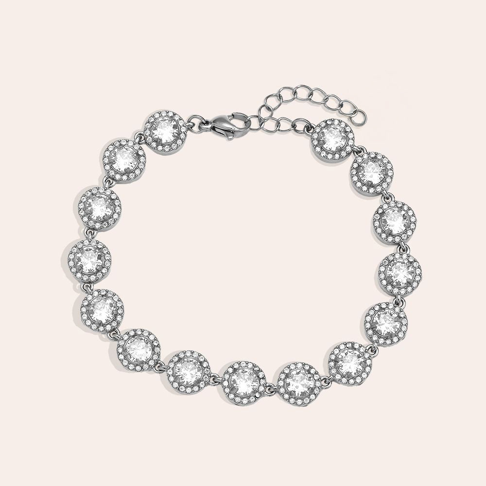 Round zirconia stones bracelet silver - Lavina Jewelz
