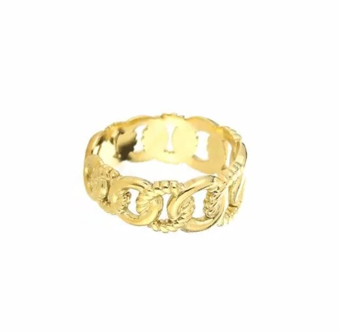 Gold small open hoops circles ring - Lavina