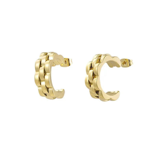 Gold link chunky earrings - Lavina