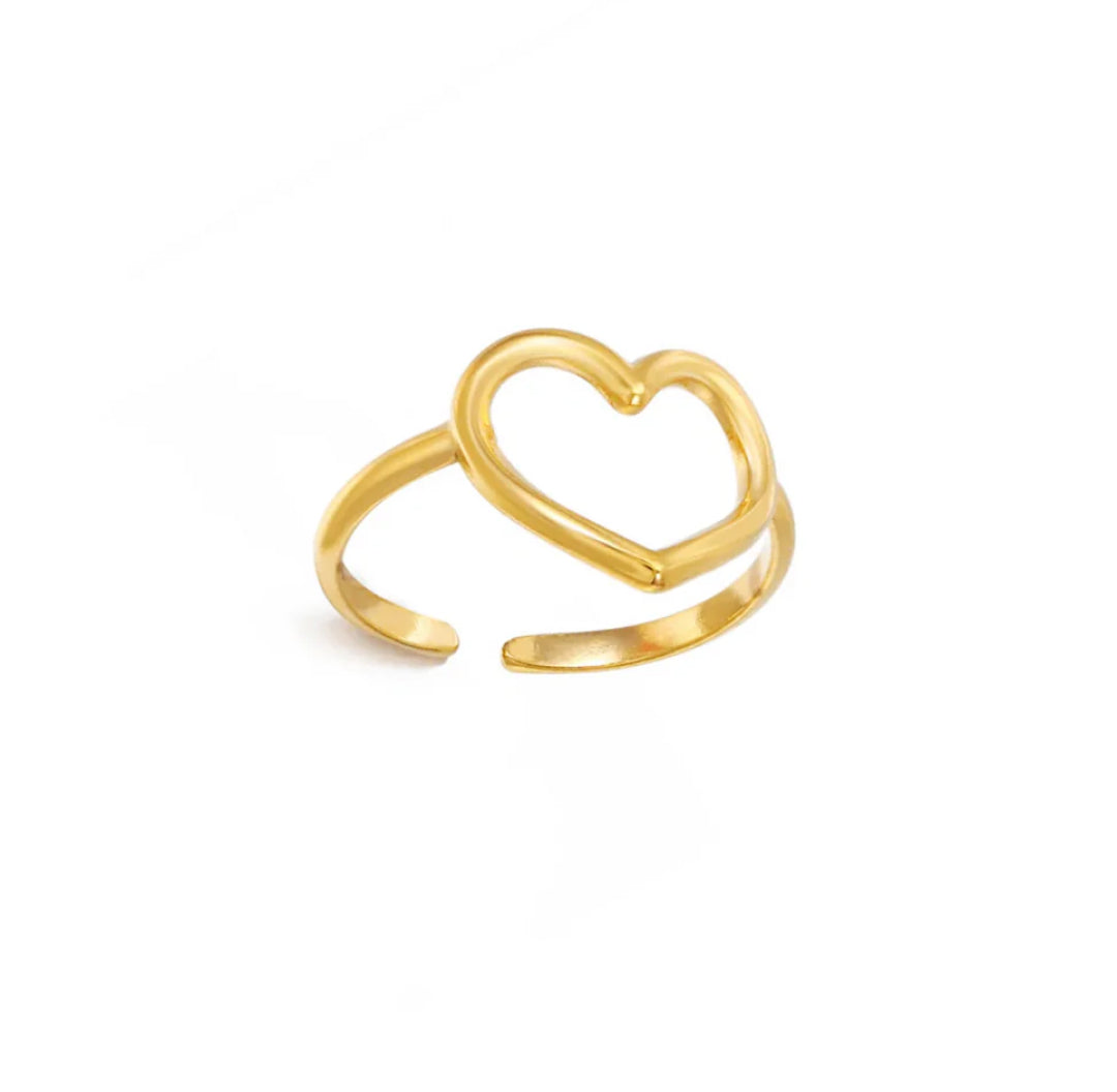 Gold Open Heart Love Ring - Lavina