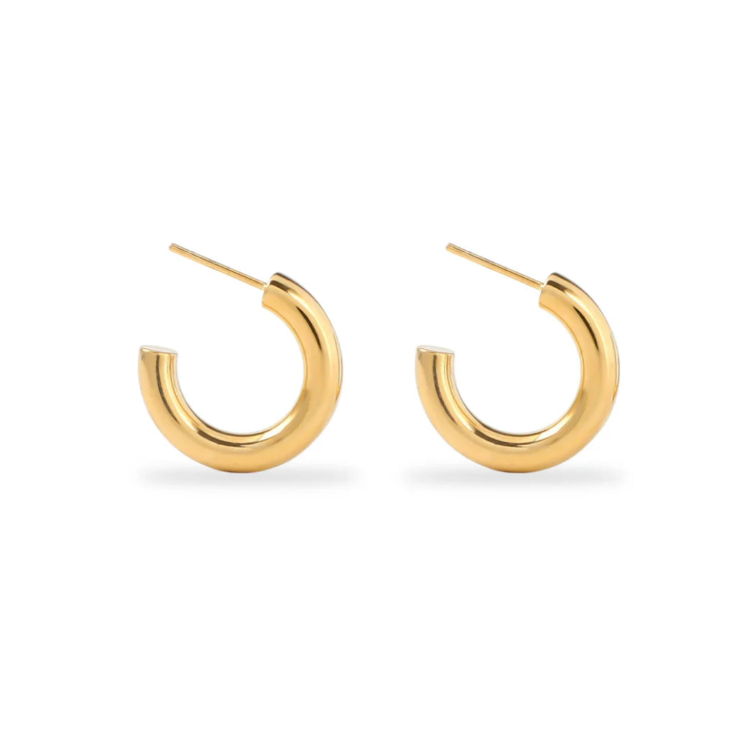 Chunky Medium Gold Hoop Earrings - Lavina