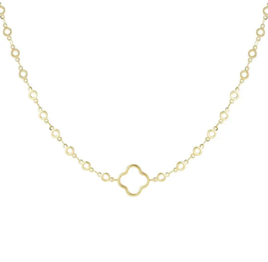 Gold Big Open 4 Leaf Clover Necklace - Lavina