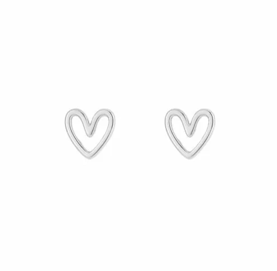 Silver open heart stud earrings - Lavina