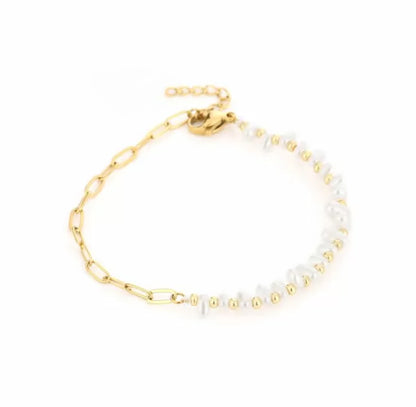 Gold duo chain with pearls bracelet - Lavina Jewelz