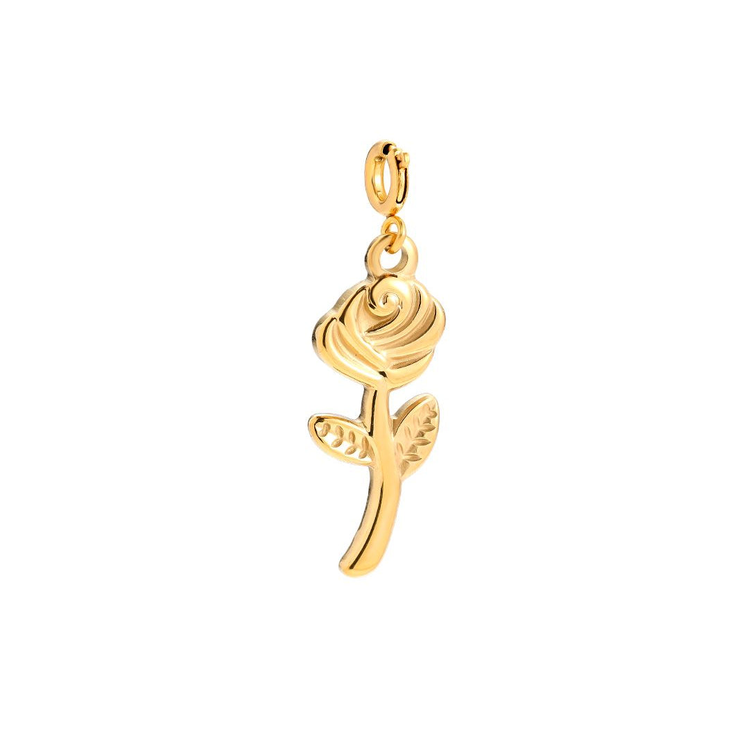 Gold rose charm necklace bracelet hanger pendant - Lavina Jewelz