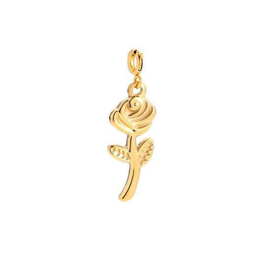 Gold rose charm necklace bracelet hanger pendant - Lavina Jewelz