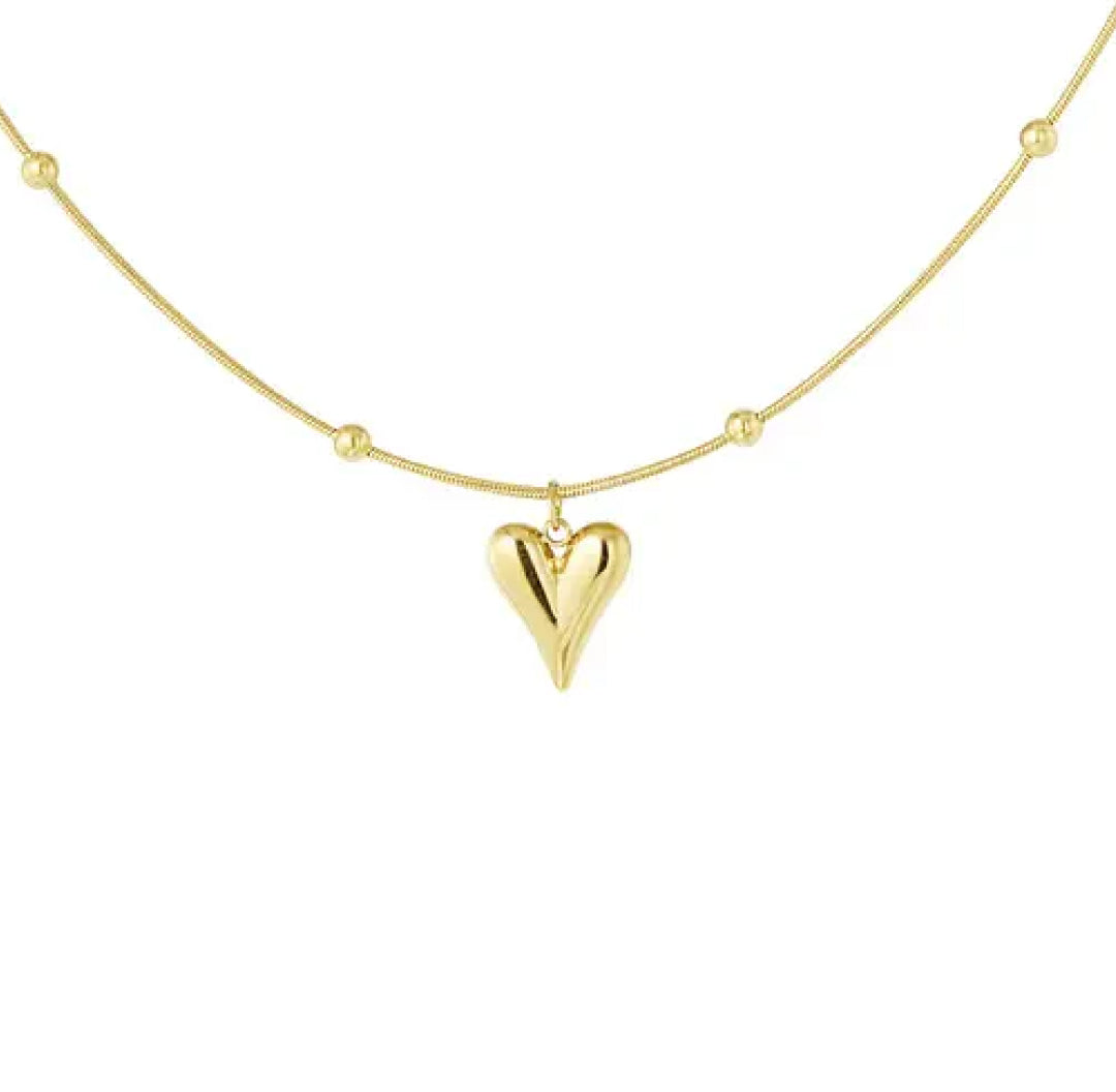 Gold sharp heart pendant charm necklace - Lavina