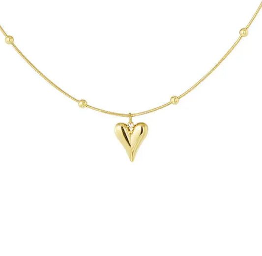 Gold sharp heart pendant charm necklace - Lavina