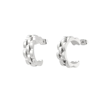 Silver link chunky earrings - Lavina