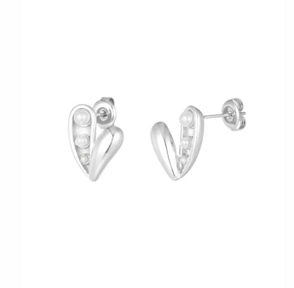 Silver stud earrings with pearls - Lavina Jewelz