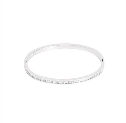 Silver shiny bangle bracelet with zirconia stones - Lavina