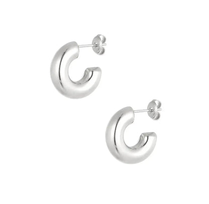 Silver small hoop chunky earrings - Lavina