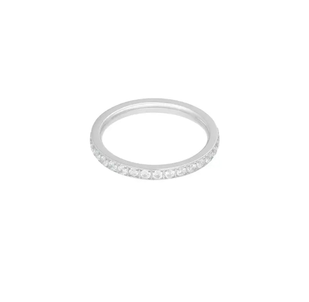 Silver thin dainty ring with zirconia stones - Lavina