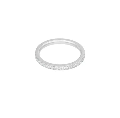 Silver thin dainty ring with zirconia stones - Lavina